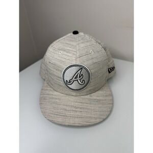 New Era Atlanta Braves Heather Gray Round Logo Hat Cap Size 7 5/8 MLB Fitted